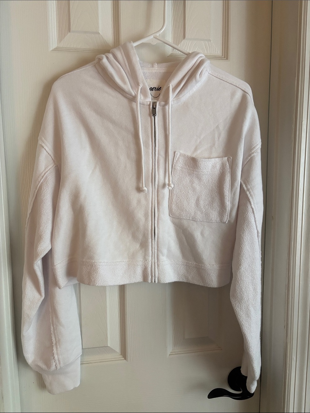 Cozy White Cropped Zip Hoodie Jacket